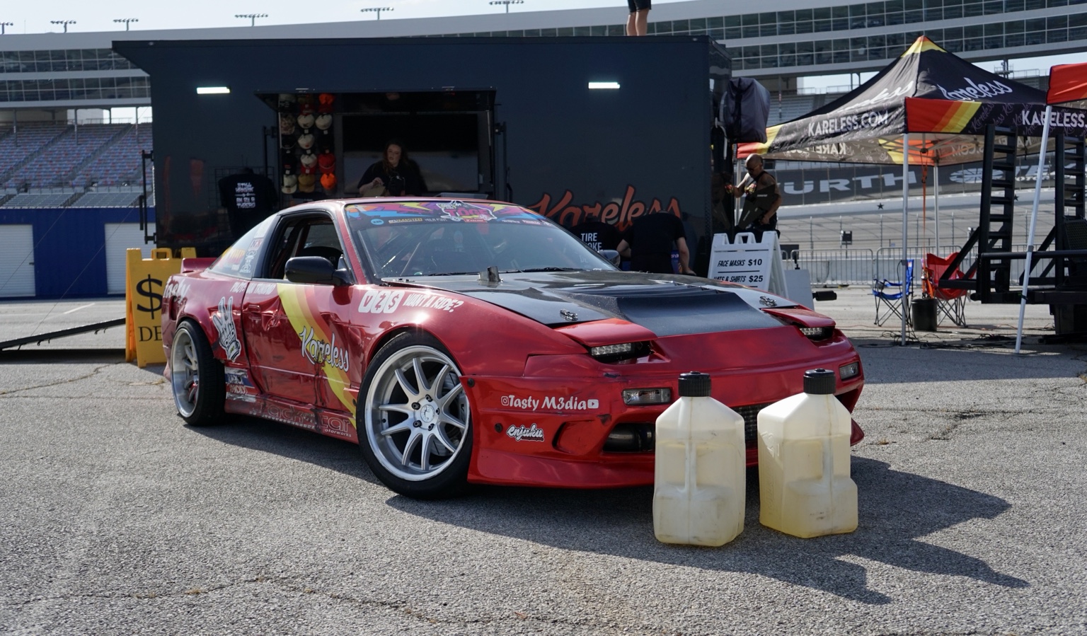 Red drift car at Texas Motor Speedway