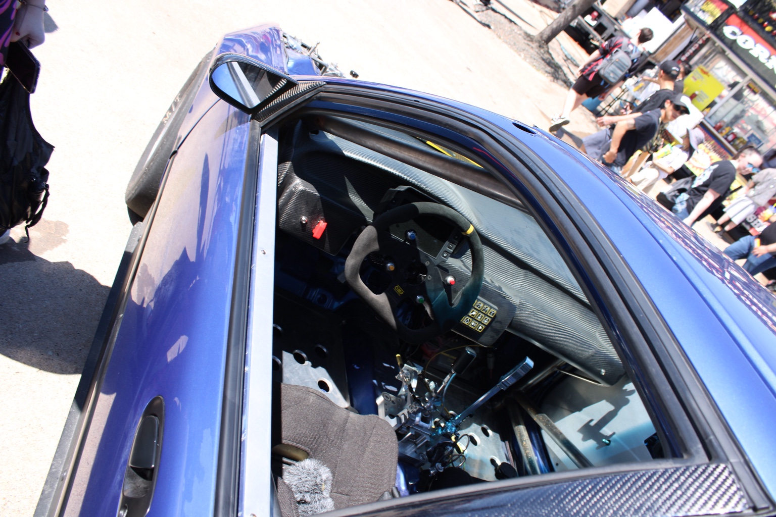 Blue modified car interior and cockpit